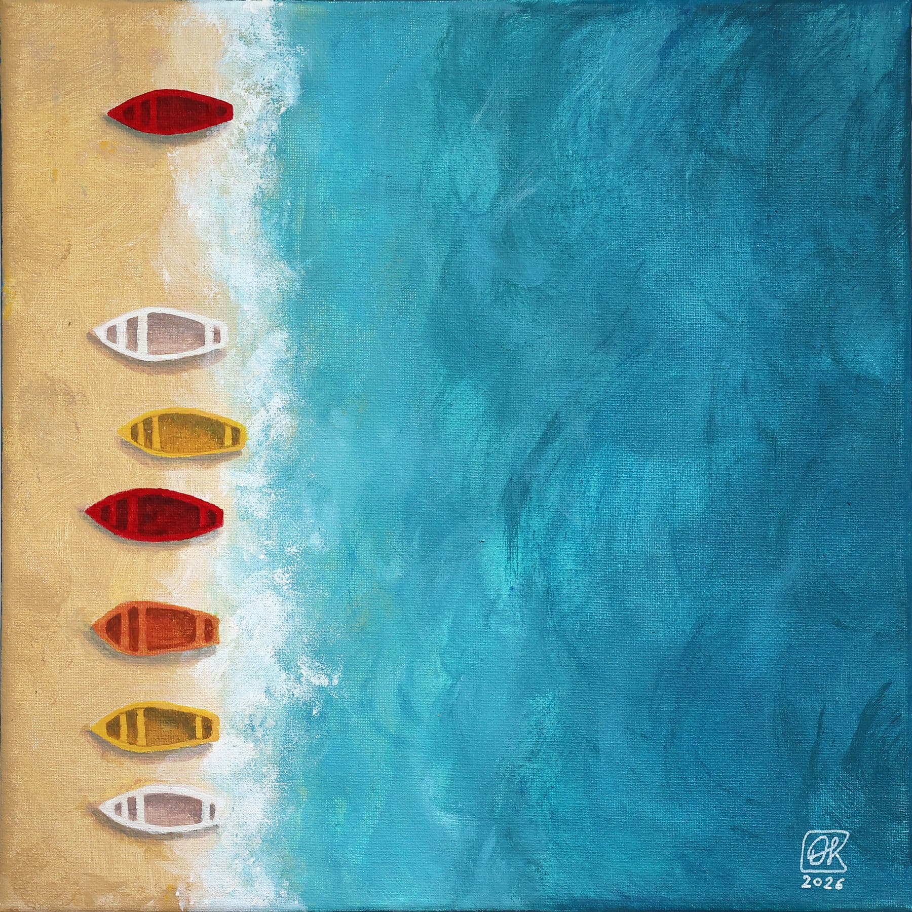 Colorful boats on the seashore